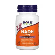 NOW NADH 10 mg with 200mg D-Ribose, 60 vcaps