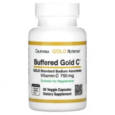 California Gold Nutrition - Vitamin C 750 mg (Buffered Gold C, GOLD Standard Sodium Ascorbate) 60 vcaps