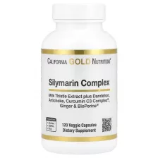 California Gold Nutrition Silymarin Complex Milk Thistle Extract Plus Dandelion Artichoke Curcumin C3 Complex Ginger, and BioPerine 120 VCaps