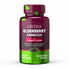 ORZAX ELDERBERRY (Sambucus) with vitamin C and Zinc Елдрберри (Черная бузина) с витамином С и цинком 60vcaps