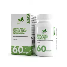 Natural Supp БАД к пище "Цинка хелат + Магния хелат + Витамин В6 NS" 60 капс.